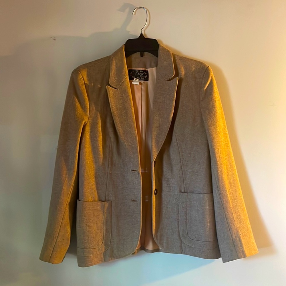 Vintage Linen Winter Suit Jacket Coat